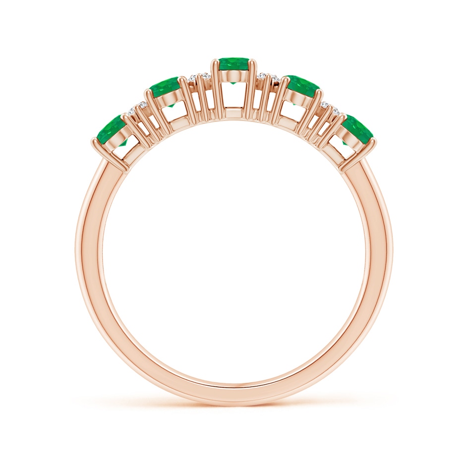 5x3mm AA Five Stone Emerald and Diamond Wedding Ring in Rose Gold side 199
