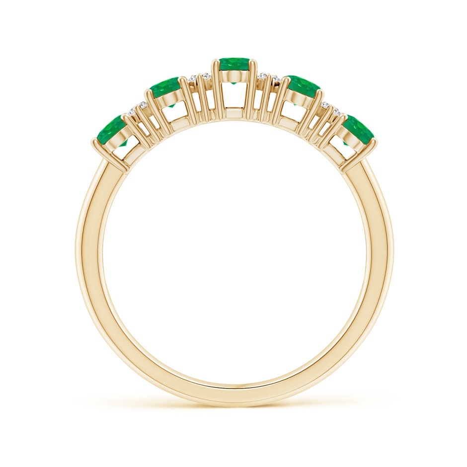 5x3mm AA Five Stone Emerald and Diamond Wedding Ring in Yellow Gold side 199