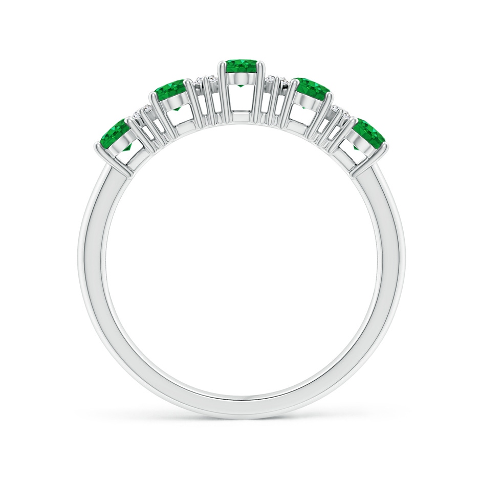 5x3mm AAA Five Stone Emerald and Diamond Wedding Ring in White Gold side 199