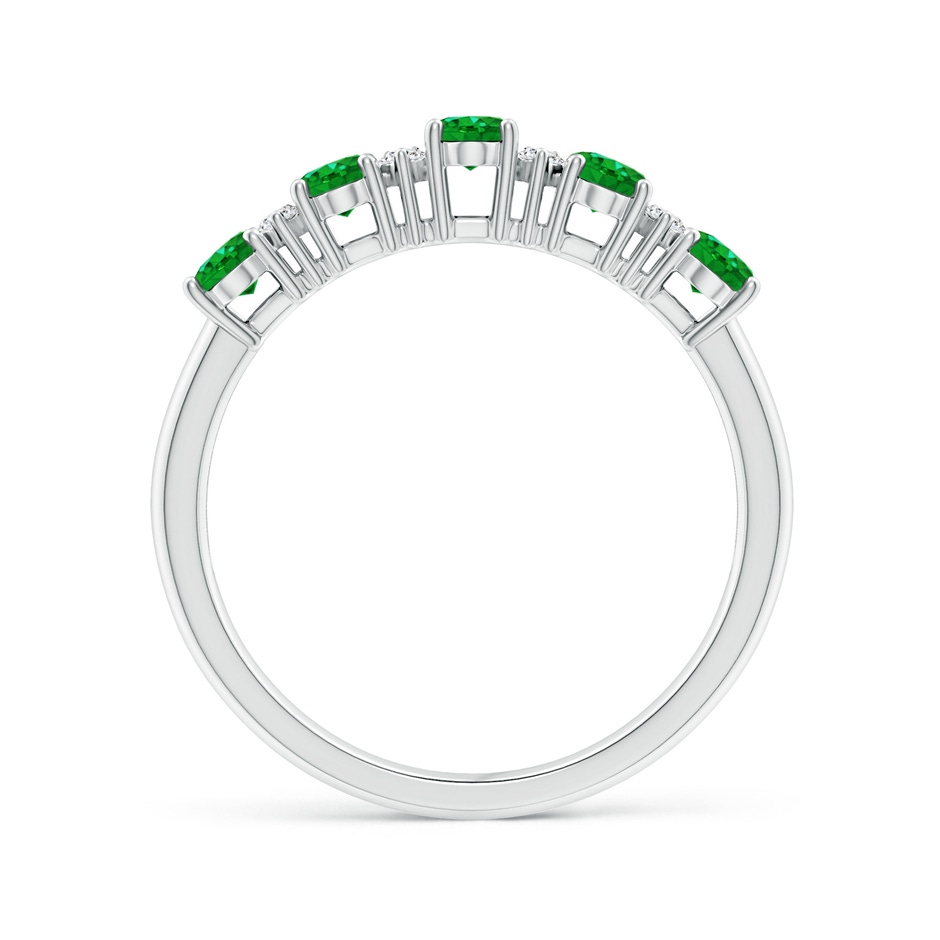 5x3mm AAAA Five Stone Emerald and Diamond Wedding Ring in P950 Platinum side 199
