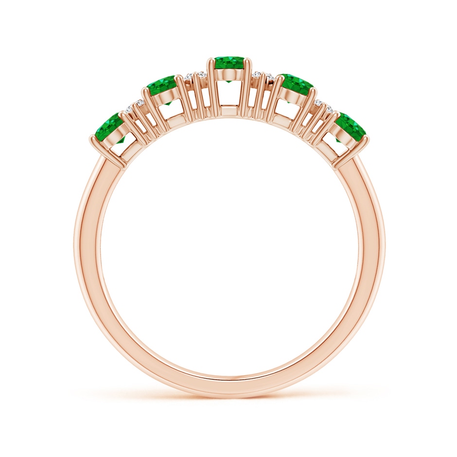 5x3mm AAAA Five Stone Emerald and Diamond Wedding Ring in Rose Gold side 199