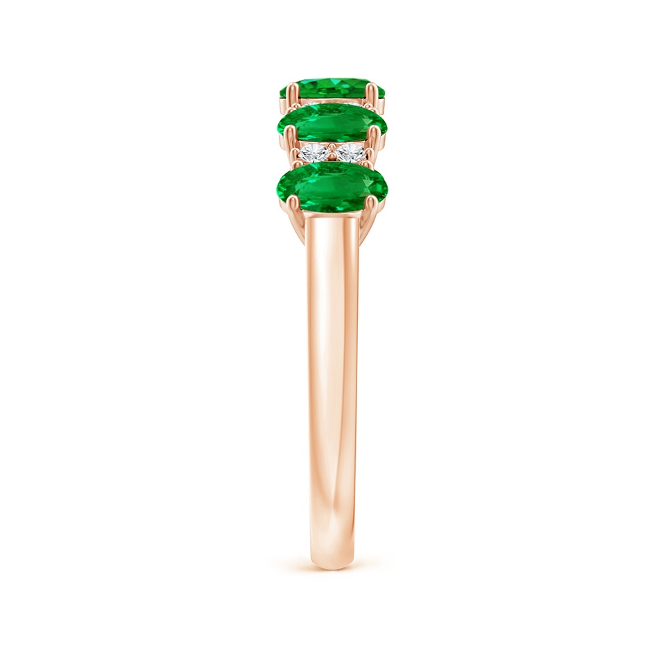 5x3mm AAAA Five Stone Emerald and Diamond Wedding Ring in Rose Gold side 299