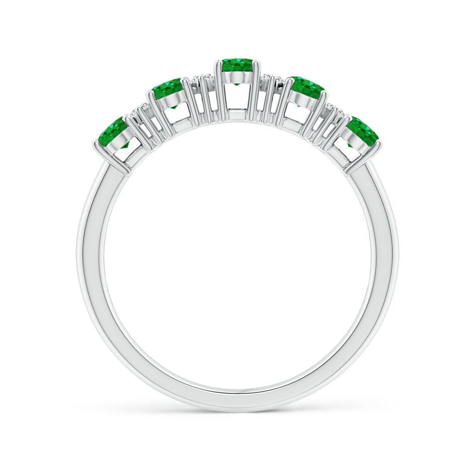 5x3mm AAAA Five Stone Emerald and Diamond Wedding Ring in White Gold side 199