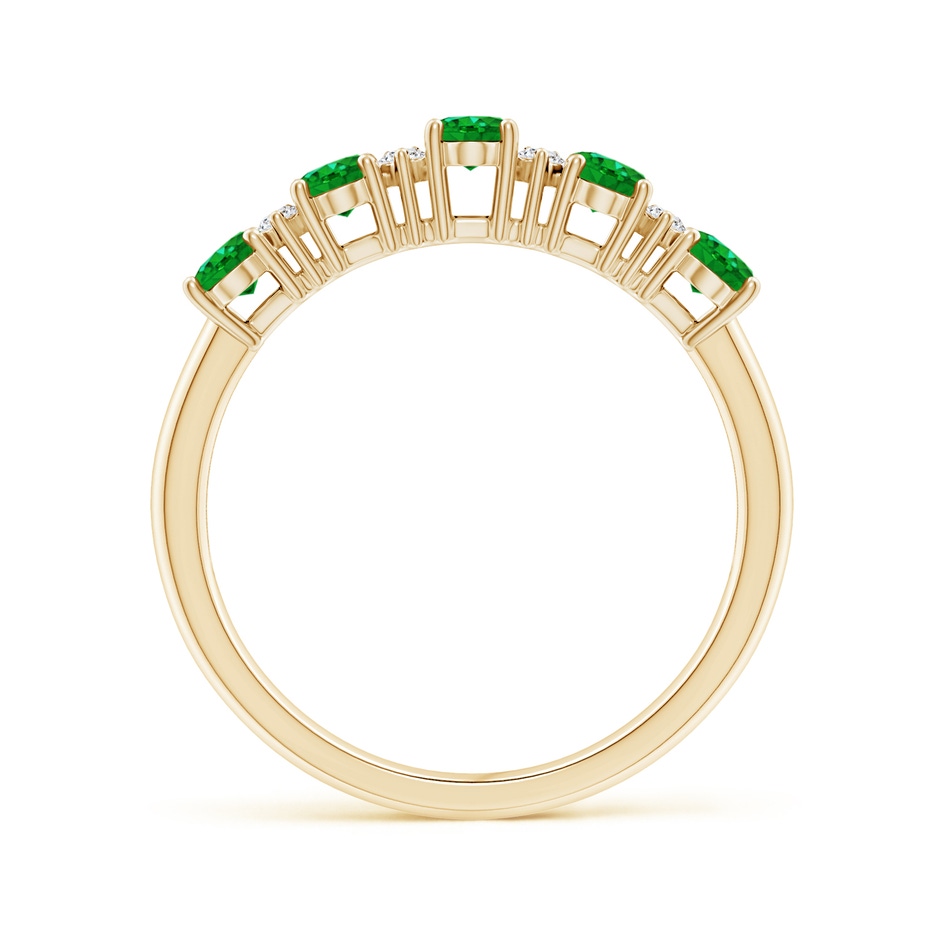 5x3mm AAAA Five Stone Emerald and Diamond Wedding Ring in Yellow Gold side 199