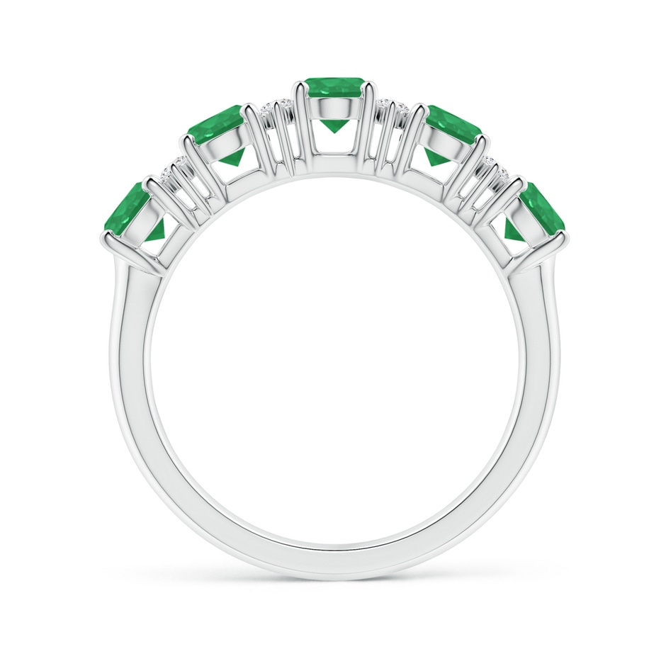 5x4mm A Five Stone Emerald and Diamond Wedding Ring in P950 Platinum side 199