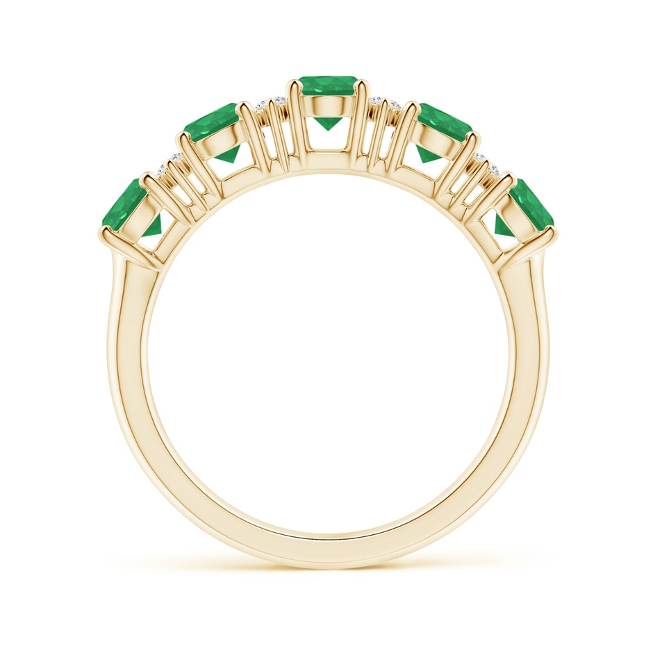 5x4mm A Five Stone Emerald and Diamond Wedding Ring in Yellow Gold side 199