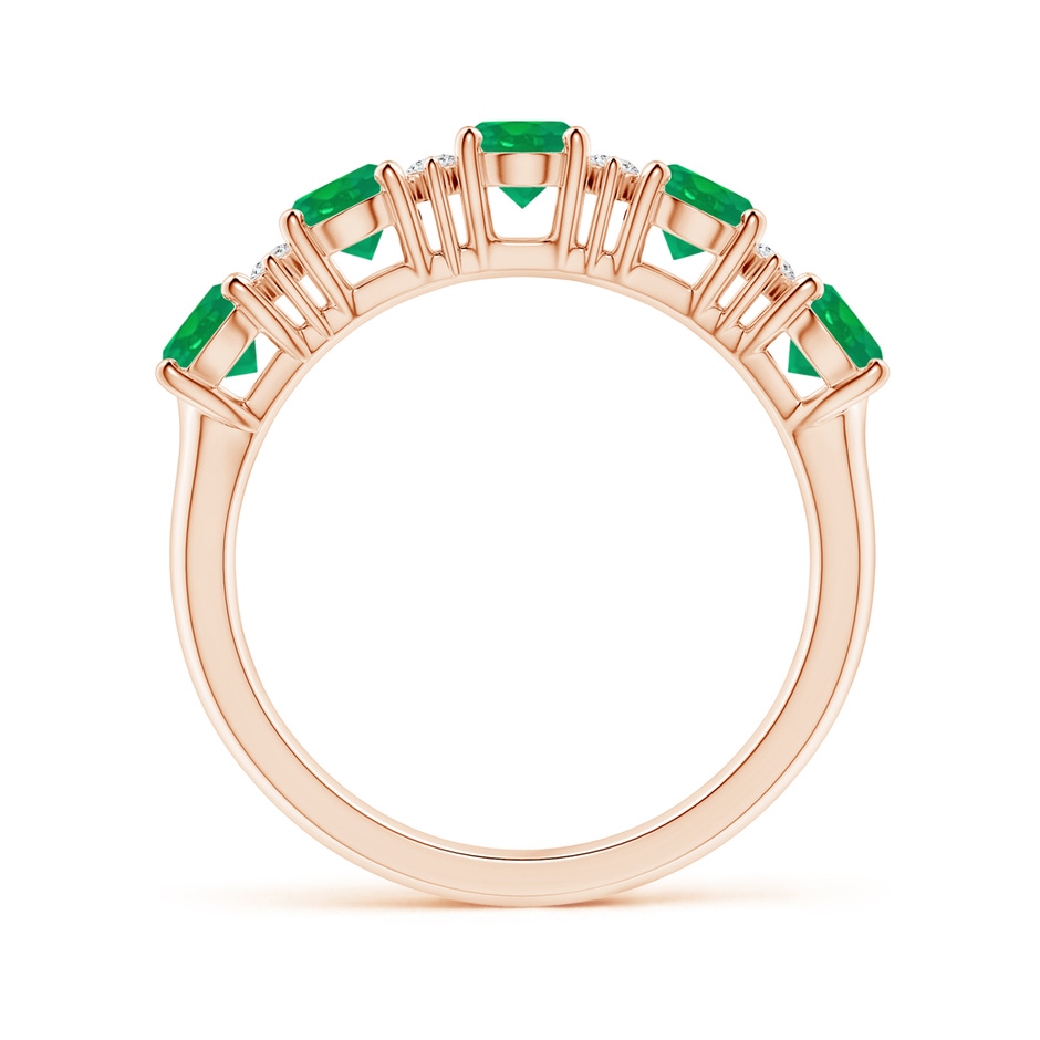 5x4mm AA Five Stone Emerald and Diamond Wedding Ring in Rose Gold side 199