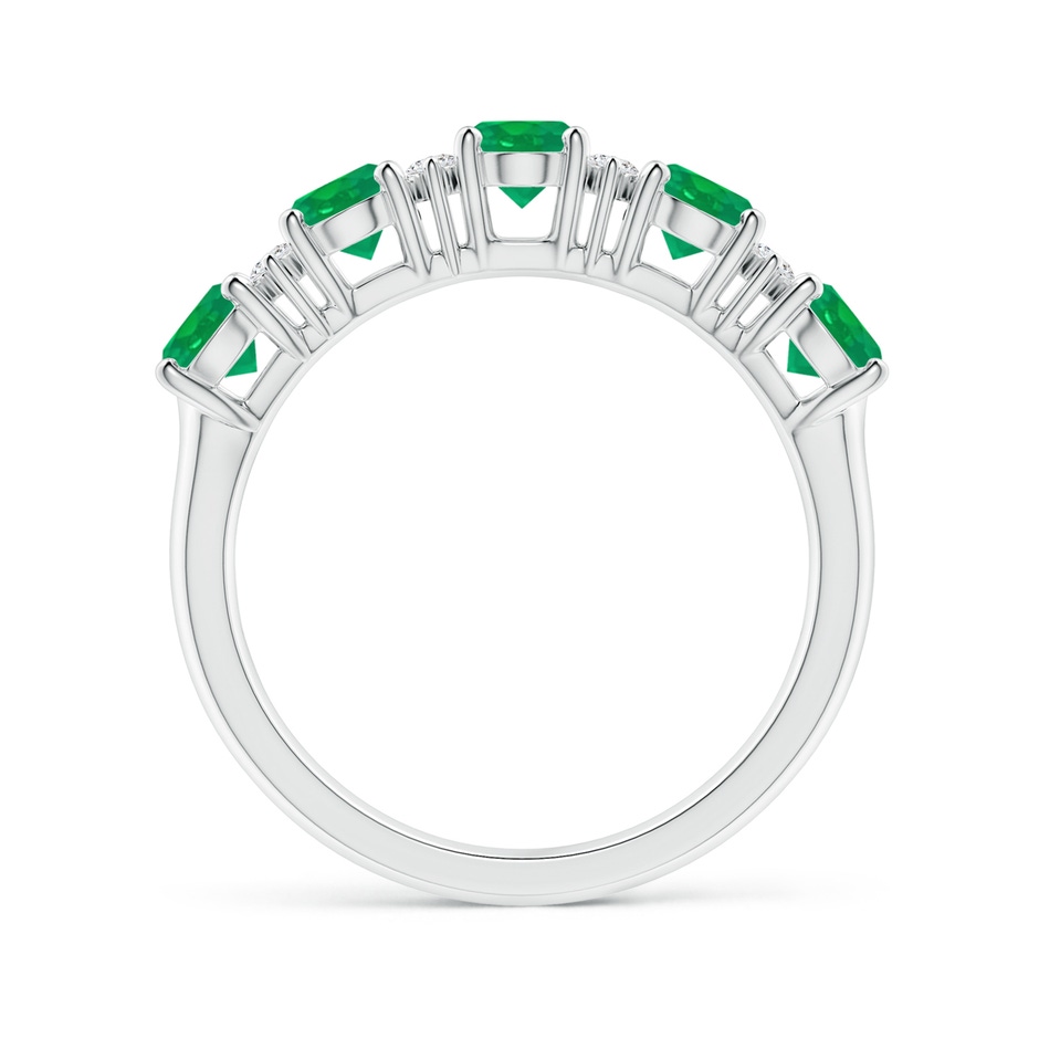 5x4mm AA Five Stone Emerald and Diamond Wedding Ring in White Gold side 199