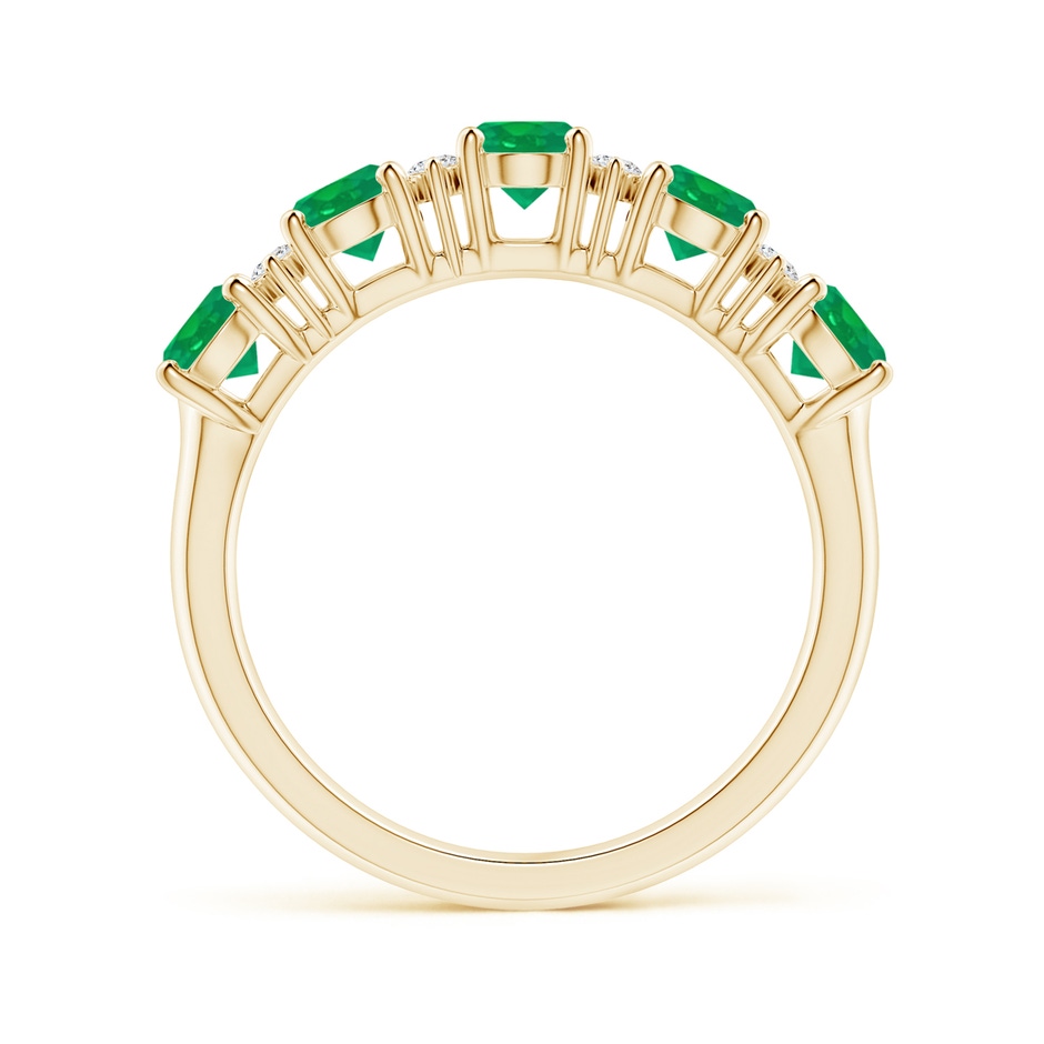 5x4mm AA Five Stone Emerald and Diamond Wedding Ring in Yellow Gold side 199