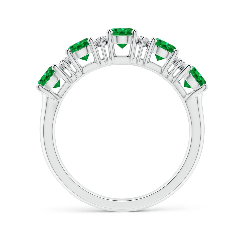 5x4mm AAA Five Stone Emerald and Diamond Wedding Ring in P950 Platinum side 199