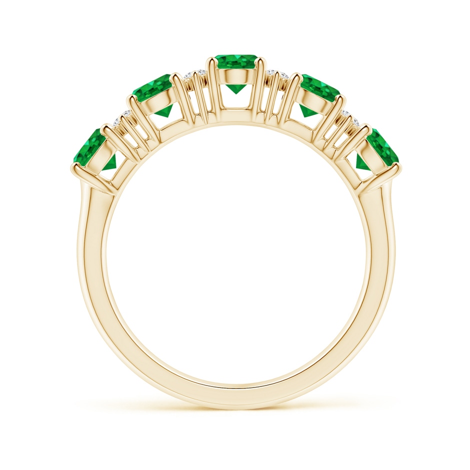 5x4mm AAA Five Stone Emerald and Diamond Wedding Ring in Yellow Gold side 199