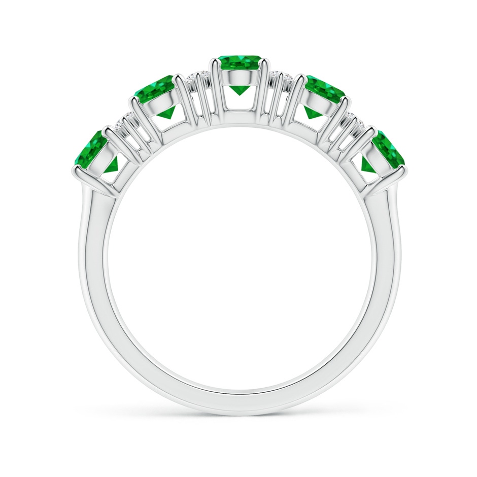 5x4mm AAAA Five Stone Emerald and Diamond Wedding Ring in P950 Platinum side 199