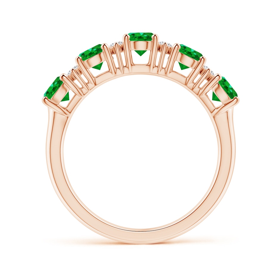 5x4mm AAAA Five Stone Emerald and Diamond Wedding Ring in Rose Gold side 199