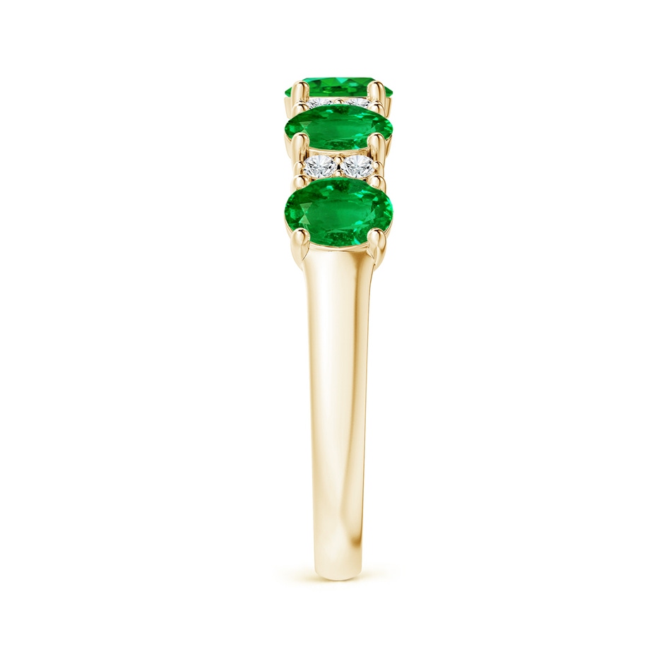 5x4mm AAAA Five Stone Emerald and Diamond Wedding Ring in Yellow Gold side 299