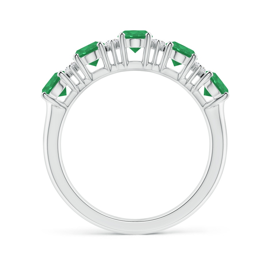 6x4mm A Five Stone Emerald and Diamond Wedding Ring in P950 Platinum side 199