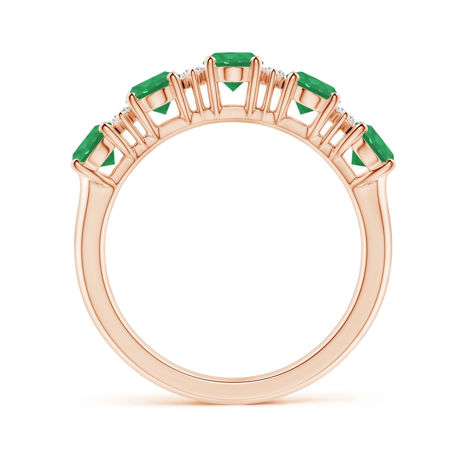 6x4mm A Five Stone Emerald and Diamond Wedding Ring in Rose Gold side 199