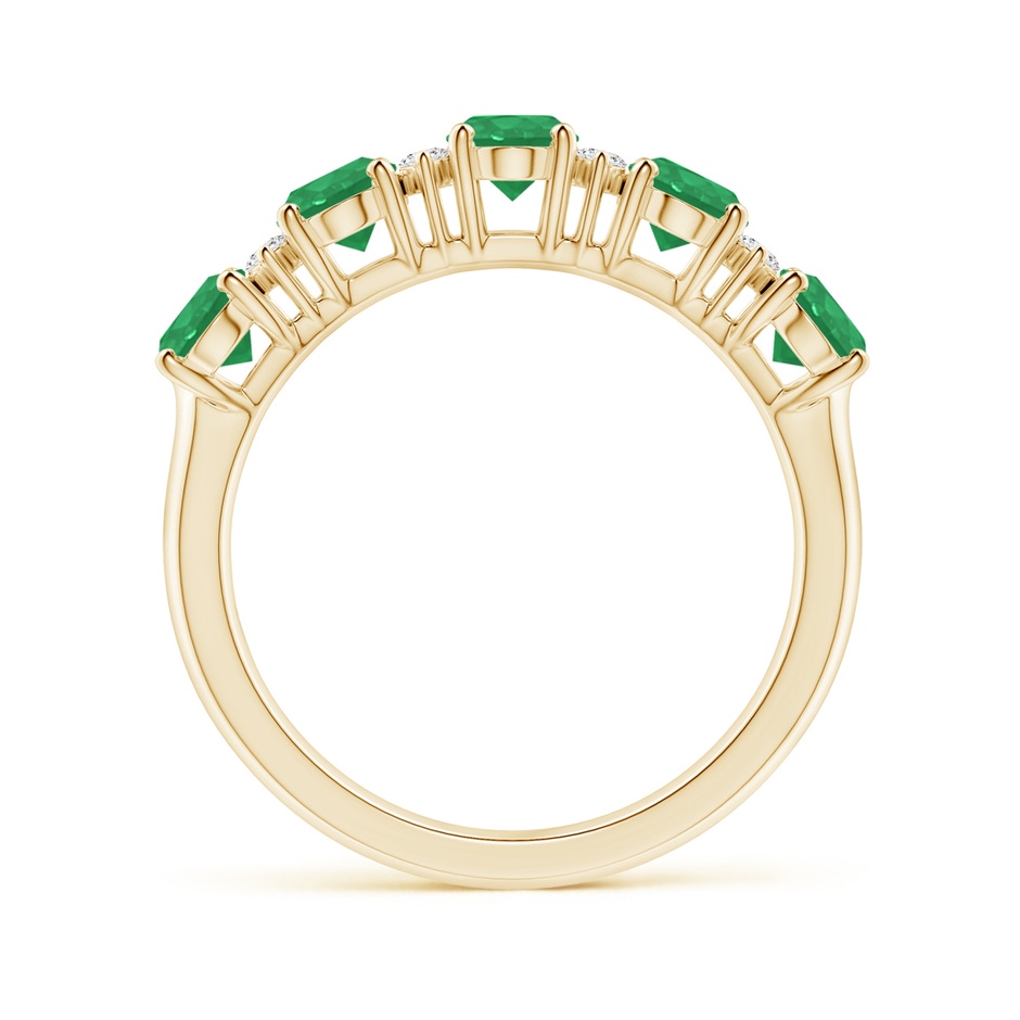 6x4mm A Five Stone Emerald and Diamond Wedding Ring in Yellow Gold side 199