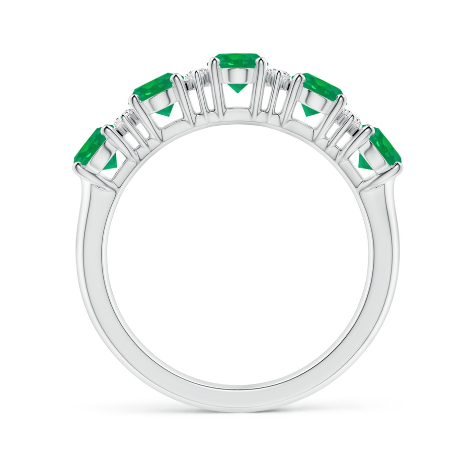 6x4mm AA Five Stone Emerald and Diamond Wedding Ring in P950 Platinum side 199