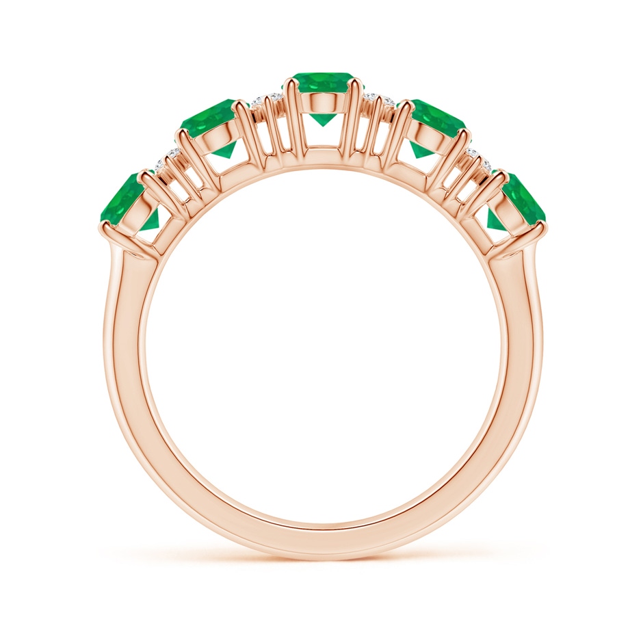 6x4mm AA Five Stone Emerald and Diamond Wedding Ring in Rose Gold side 199
