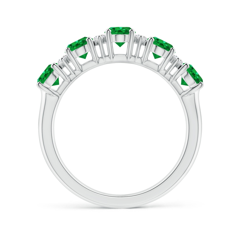 6x4mm AAA Five Stone Emerald and Diamond Wedding Ring in P950 Platinum side 199