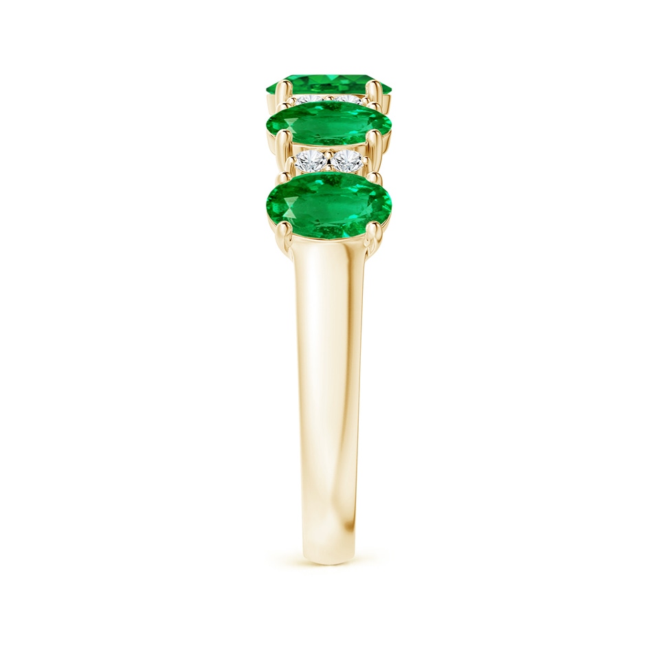 6x4mm AAA Five Stone Emerald and Diamond Wedding Ring in Yellow Gold side 299