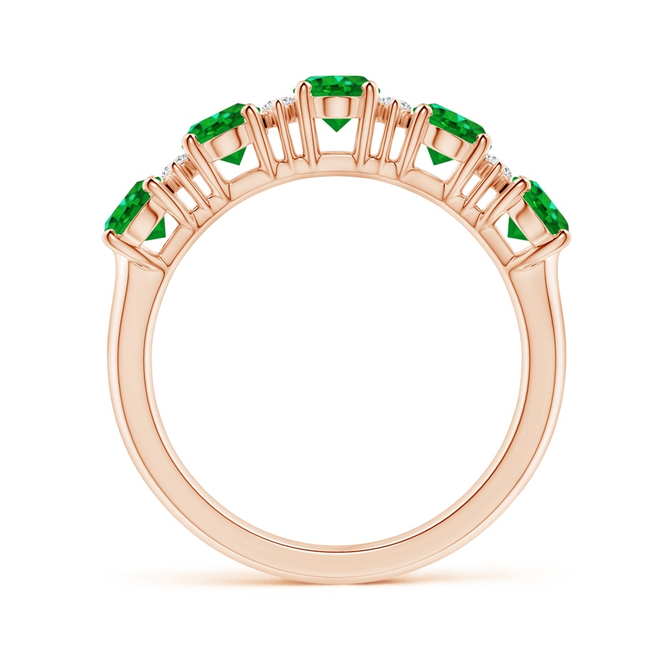 6x4mm AAAA Five Stone Emerald and Diamond Wedding Ring in Rose Gold side 199