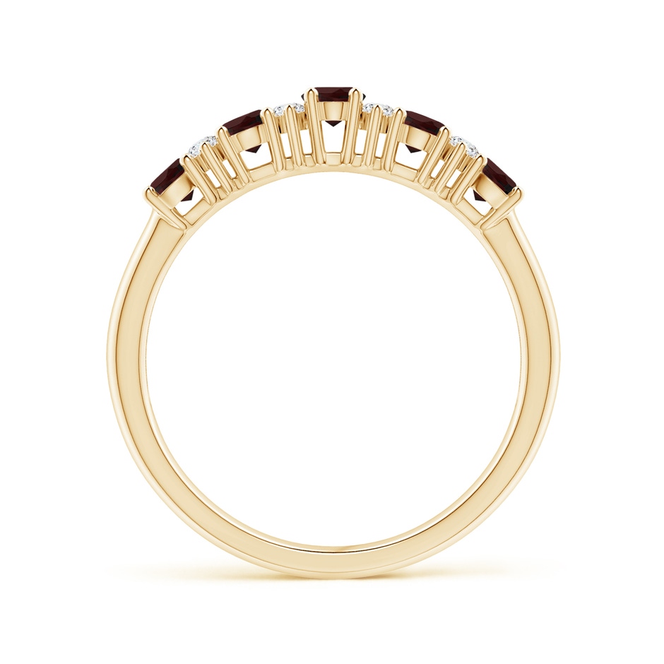 4x3mm A Five Stone Garnet and Diamond Wedding Ring in Yellow Gold side 199