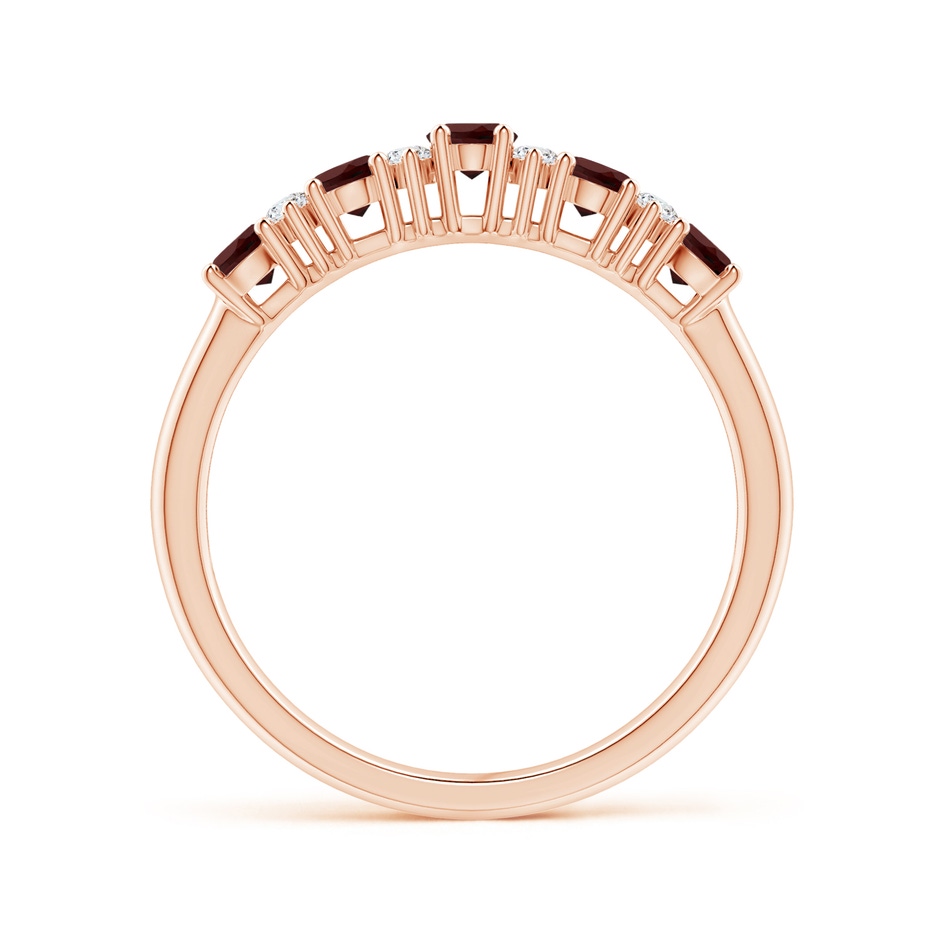 4x3mm AA Five Stone Garnet and Diamond Wedding Ring in Rose Gold side 199