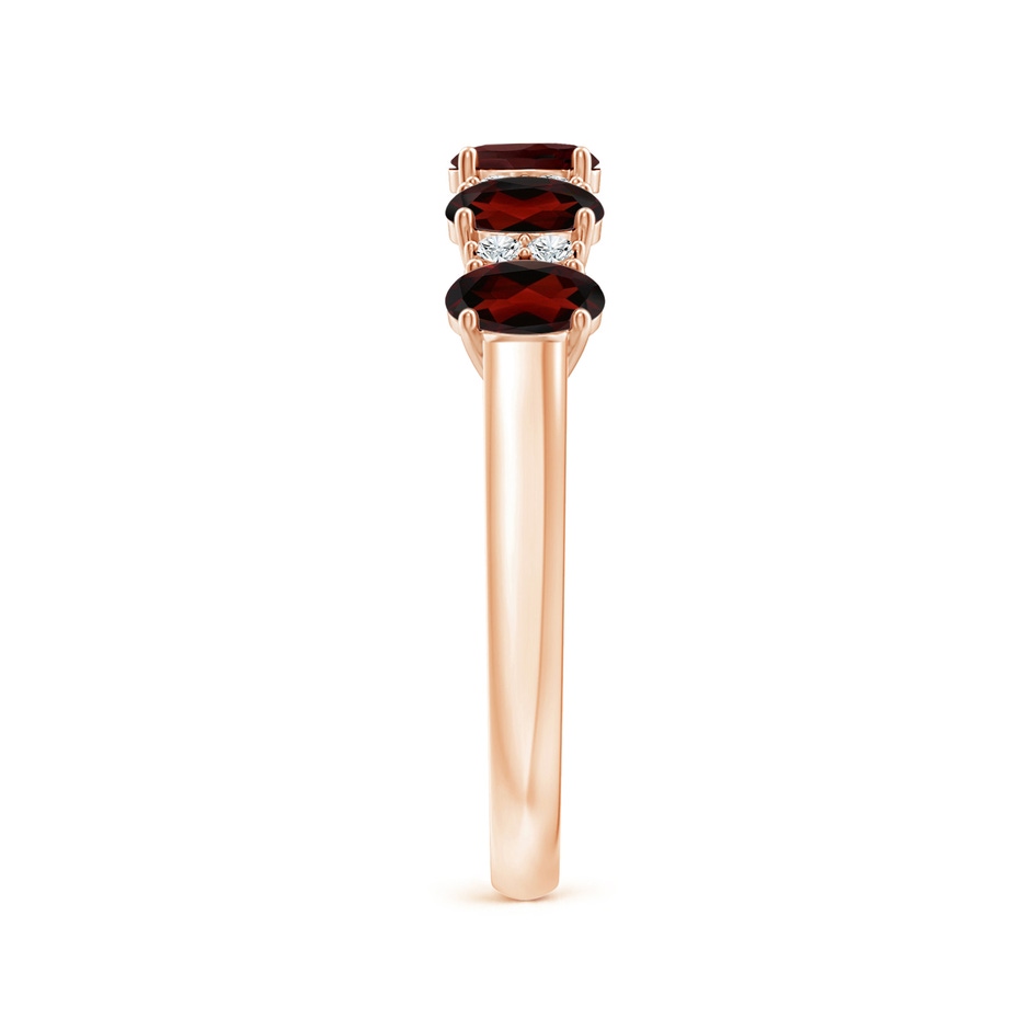 4x3mm AA Five Stone Garnet and Diamond Wedding Ring in Rose Gold side 299