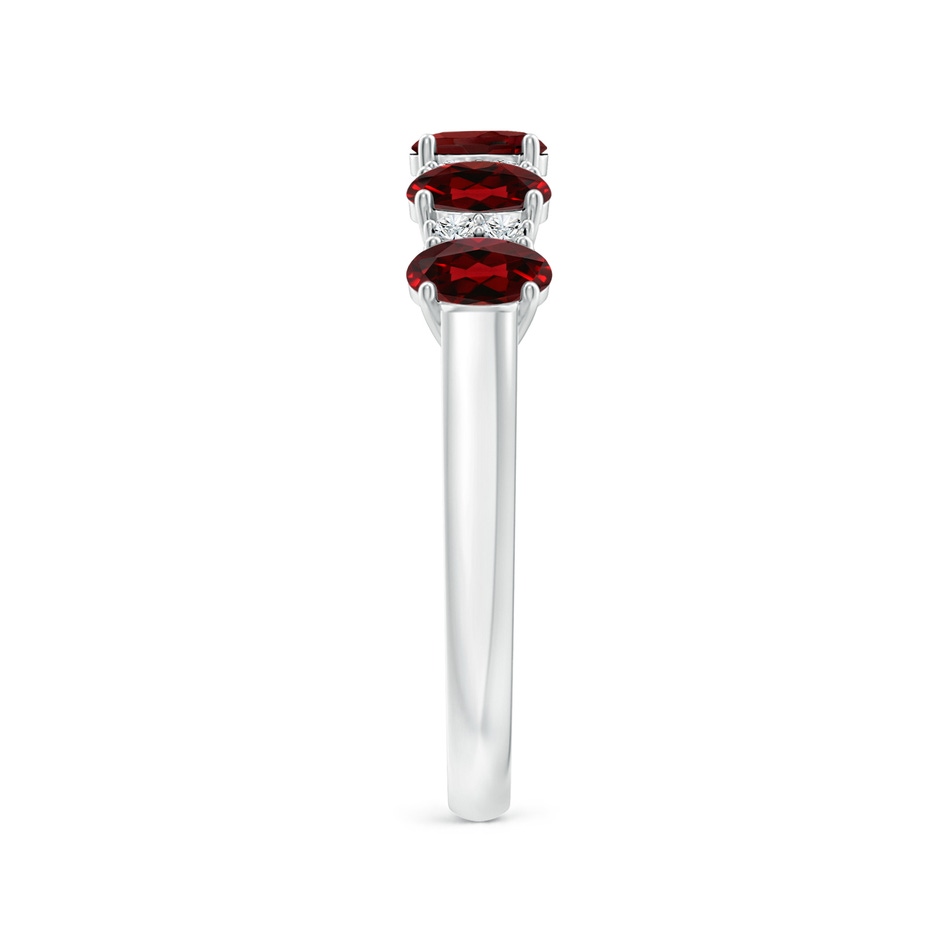 4x3mm AAAA Five Stone Garnet and Diamond Wedding Ring in P950 Platinum side 299