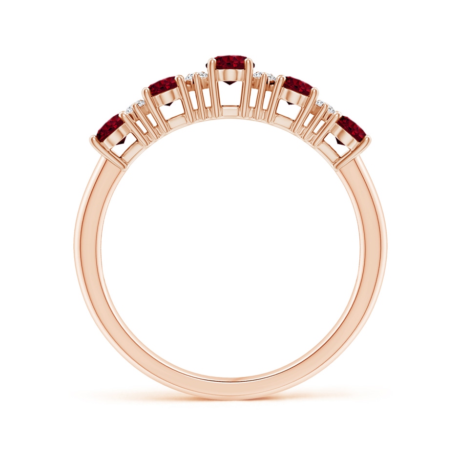 5x3mm A Five Stone Garnet and Diamond Wedding Ring in Rose Gold side 199