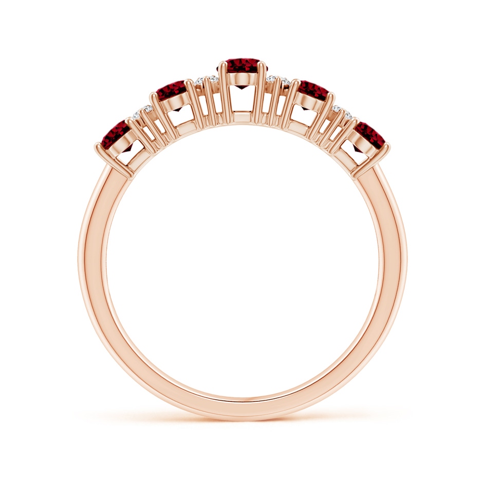 5x3mm AAAA Five Stone Garnet and Diamond Wedding Ring in 18K Rose Gold side 199