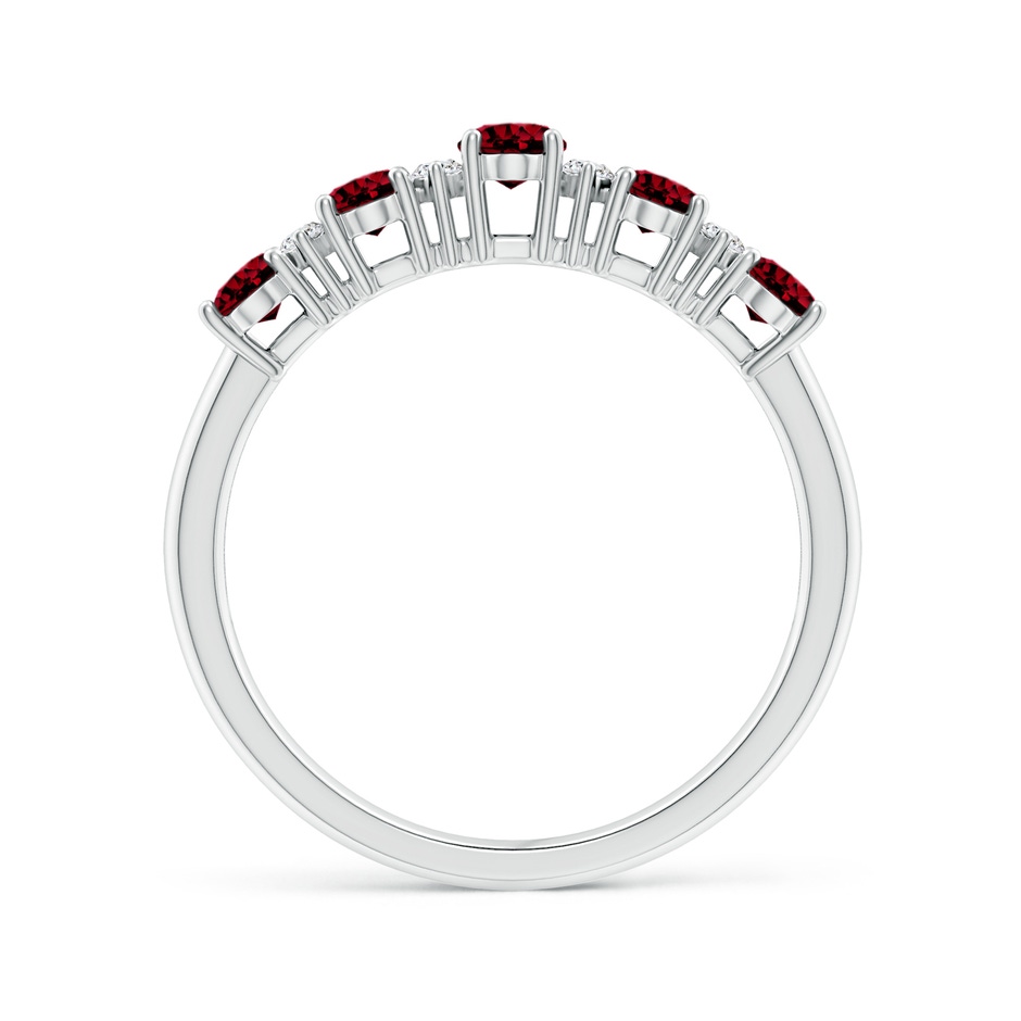 5x3mm AAAA Five Stone Garnet and Diamond Wedding Ring in P950 Platinum side 199