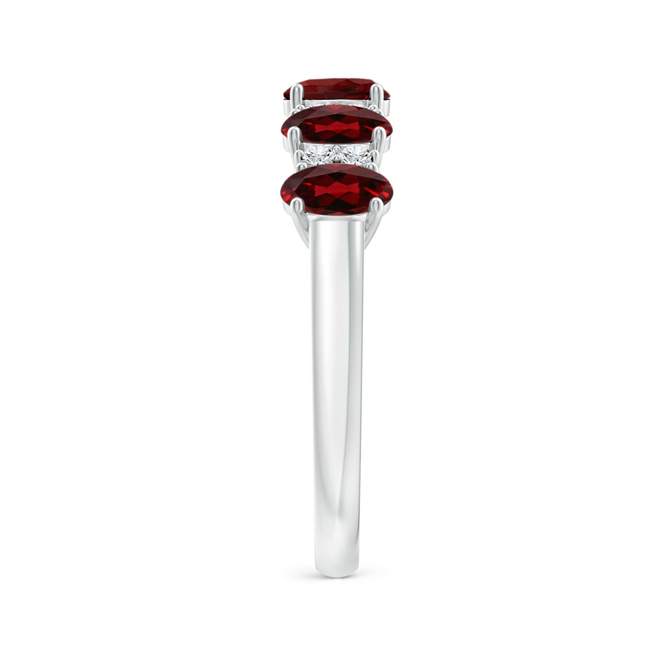 5x3mm AAAA Five Stone Garnet and Diamond Wedding Ring in P950 Platinum side 299