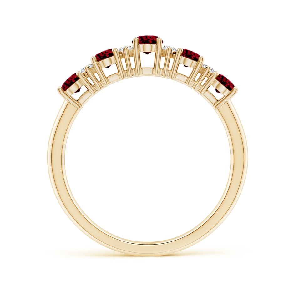 5x3mm AAAA Five Stone Garnet and Diamond Wedding Ring in Yellow Gold side 199