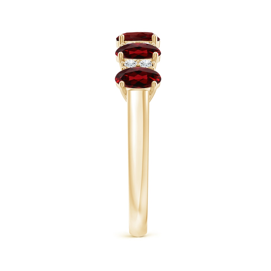 5x3mm AAAA Five Stone Garnet and Diamond Wedding Ring in Yellow Gold side 299