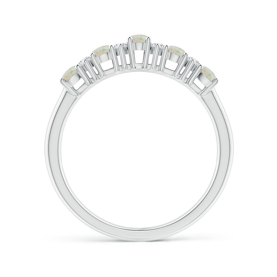 4x3mm AAA Five Stone Opal and Diamond Wedding Ring in White Gold side 199