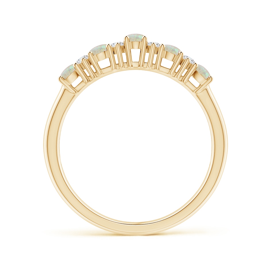 4x3mm AAA Five Stone Opal and Diamond Wedding Ring in Yellow Gold side 199