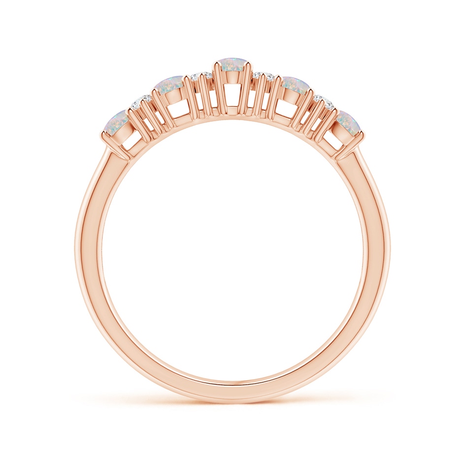 4x3mm AAAA Five Stone Opal and Diamond Wedding Ring in Rose Gold side 199