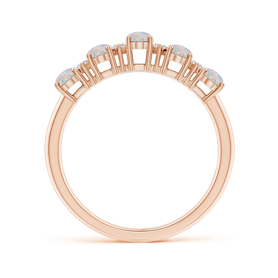 5x3mm AAAA Five Stone Opal and Diamond Wedding Ring in 18K Rose Gold side 199