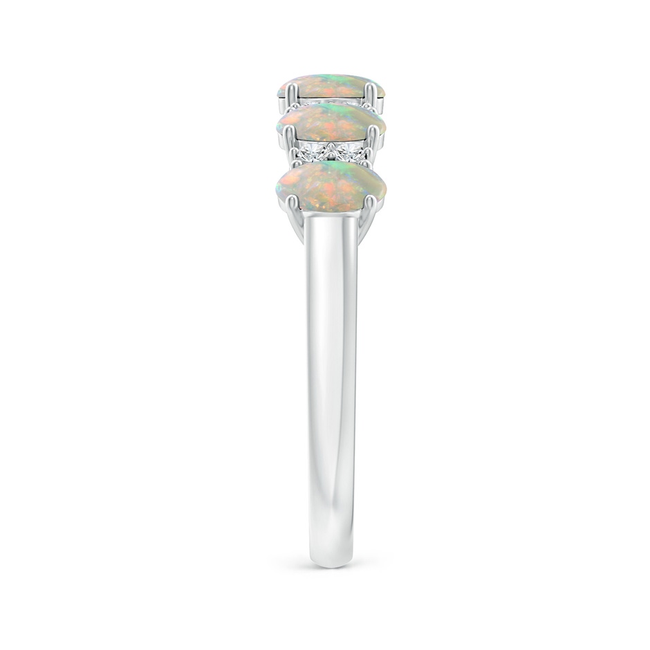 5x3mm AAAA Five Stone Opal and Diamond Wedding Ring in White Gold side 299