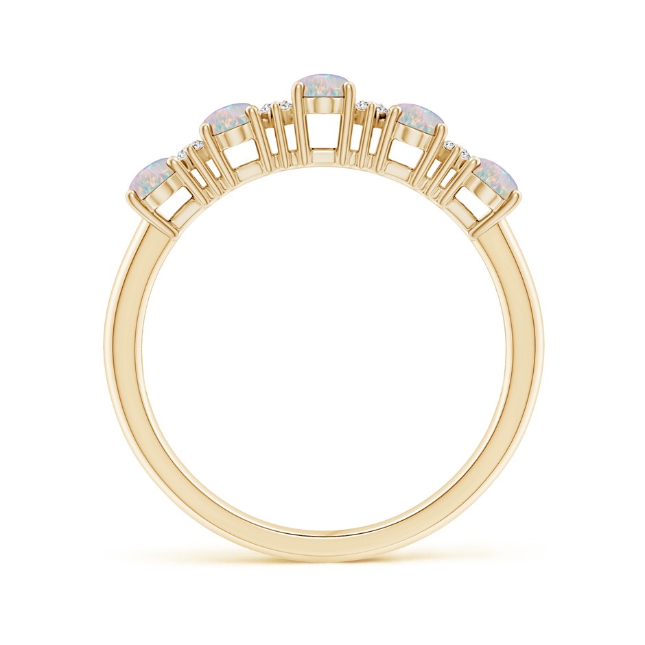5x3mm AAAA Five Stone Opal and Diamond Wedding Ring in Yellow Gold side 199