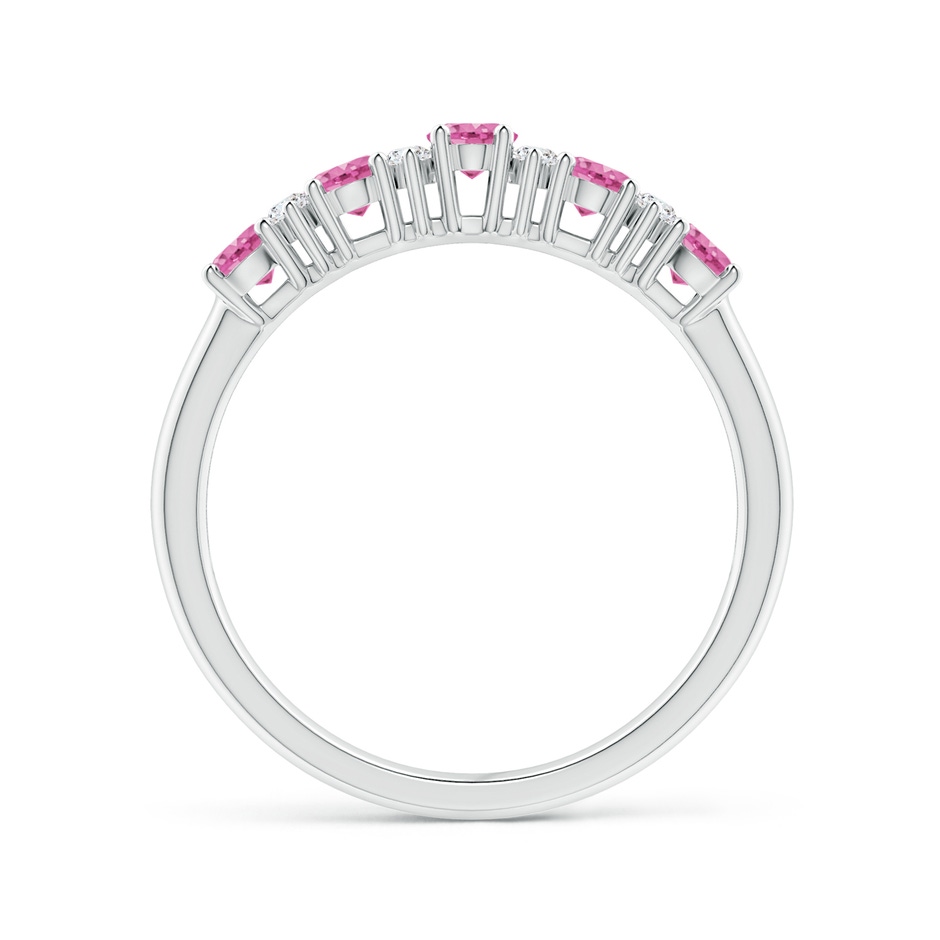 4x3mm AA Five Stone Pink Sapphire and Diamond Wedding Ring in White Gold side 199