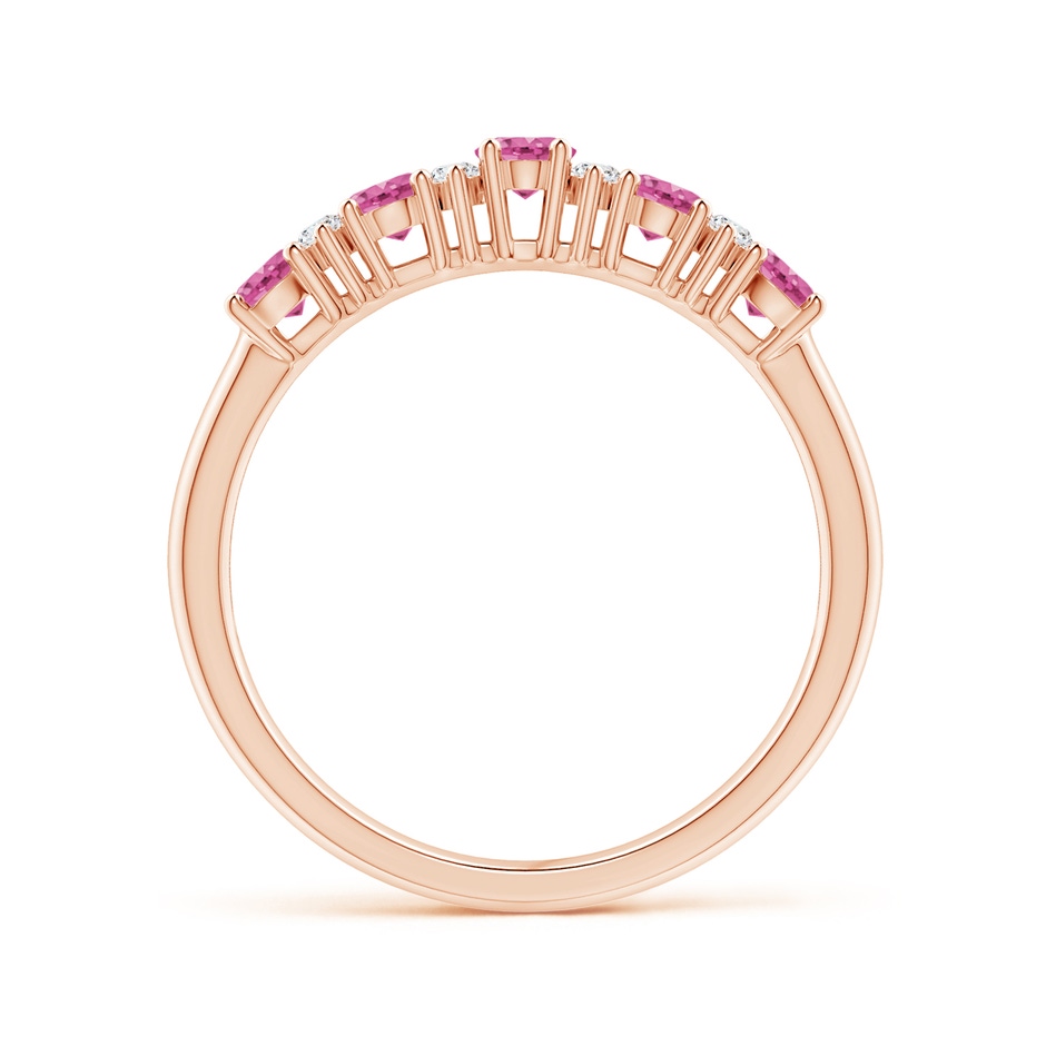 4x3mm AAA Five Stone Pink Sapphire and Diamond Wedding Ring in Rose Gold side 199