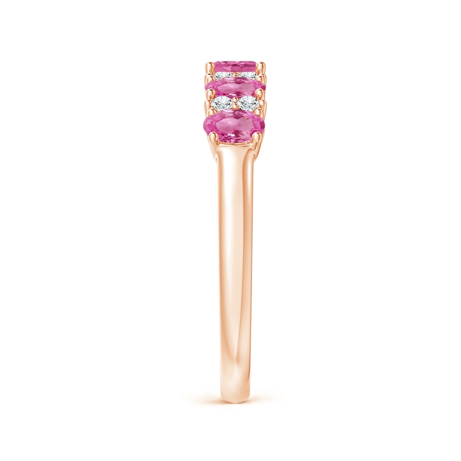 4x3mm AAA Five Stone Pink Sapphire and Diamond Wedding Ring in Rose Gold side 299