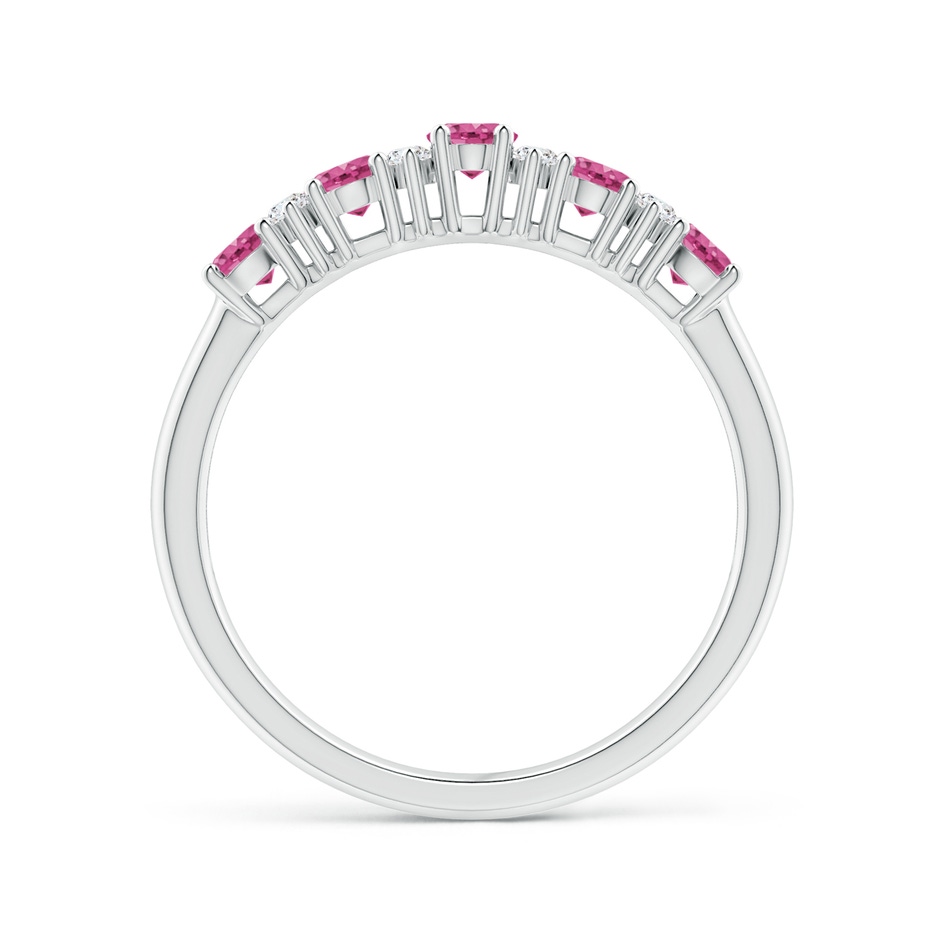 4x3mm AAAA Five Stone Pink Sapphire and Diamond Wedding Ring in P950 Platinum side 199