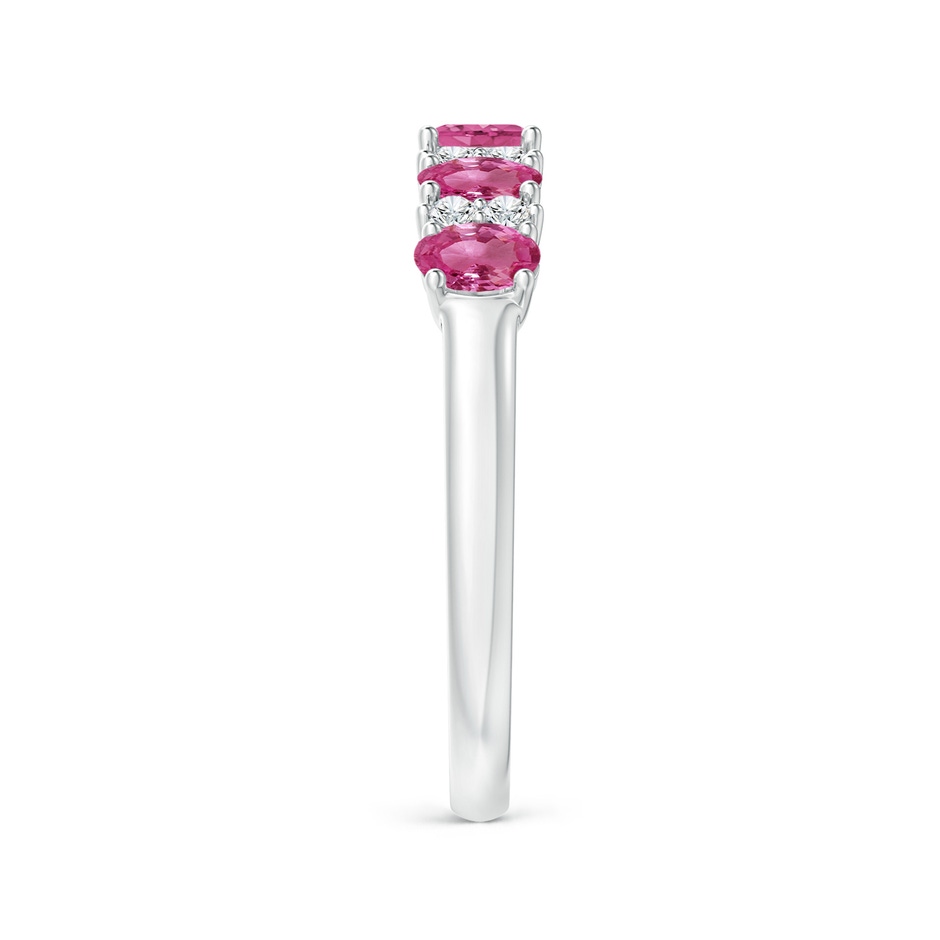 4x3mm AAAA Five Stone Pink Sapphire and Diamond Wedding Ring in White Gold side 299
