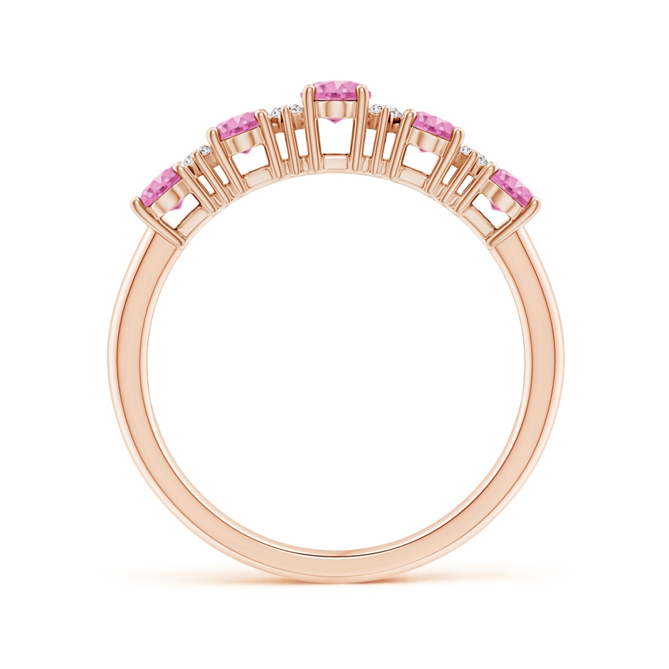 5x3mm A Five Stone Pink Sapphire and Diamond Wedding Ring in Rose Gold side 199