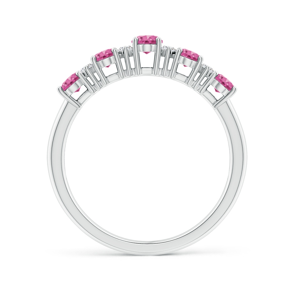 5x3mm AAA Five Stone Pink Sapphire and Diamond Wedding Ring in White Gold side 199