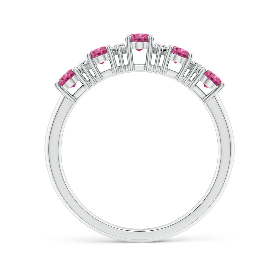 5x3mm AAAA Five Stone Pink Sapphire and Diamond Wedding Ring in P950 Platinum side 199